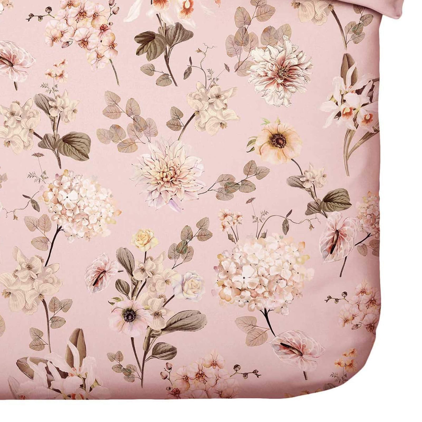 Essenza Bettwäsche Noe Dusty Pink, Satin, 2 teilig, Rosen, Orchideen – Bild 3 von 5
