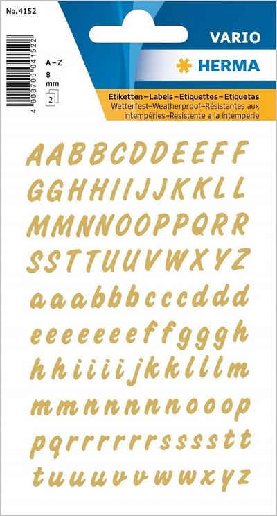 HERMA Etiketten HERMA Buchstaben-Sticker A-Z, Folie wetterfest, gold