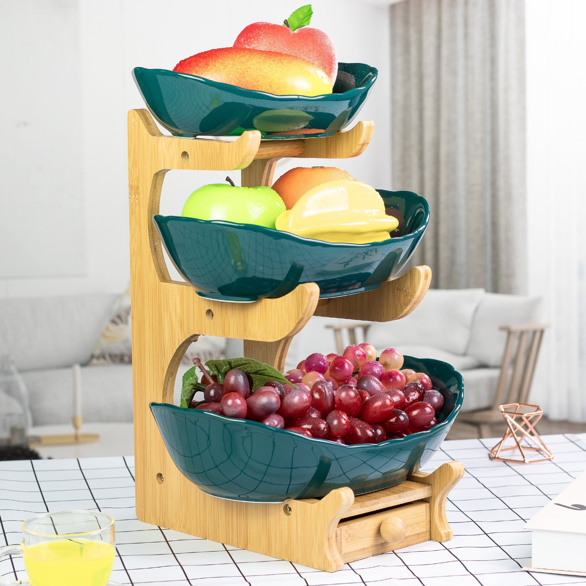 AdelDream Obstschale Fruit Bowl Fruit Decoration Fruit grün2 Worktop Creative Ceramic Stand, Basket Table