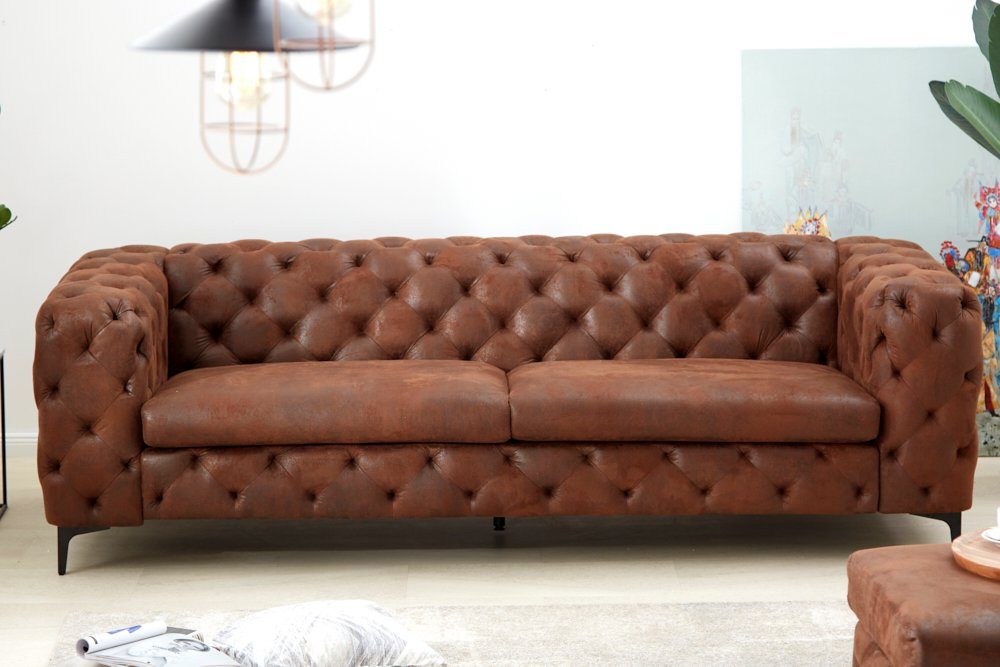 riess-ambiente 3-Sitzer MODERN BAROCK 235cm antik braun · Microfaser-Couch mit Federkern, Einzelartikel 1 Teile, 3-Sitzer Sofa · Chesterfield Design mit Ziersteppung · Rundum-Bezug