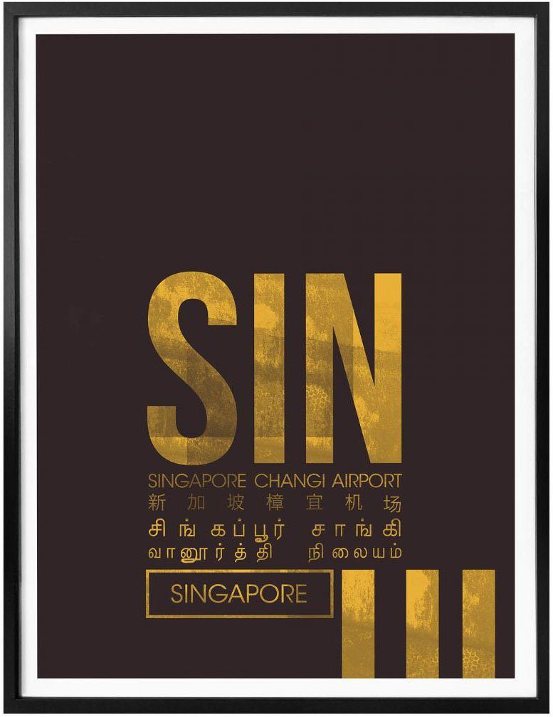 Flughafen Bild, SIN Wall-Art Wandposter Poster Flughafen Singapur, Wandbild St), Poster, (1 Wandbild,