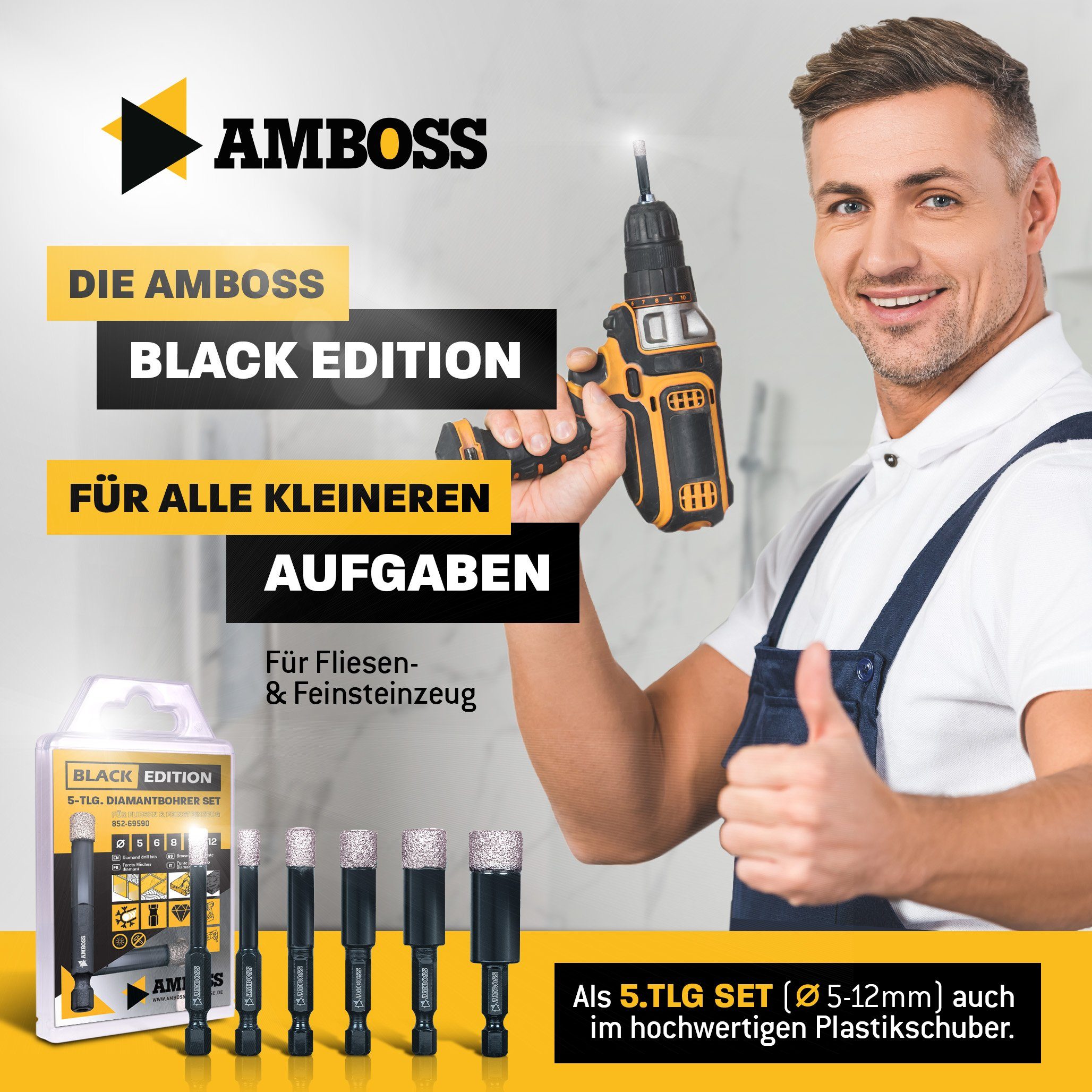 Black 6 Werkzeuge Diamant Amboss Edition Lochsäge Amboss mm mm, 6 Bohrer Ø