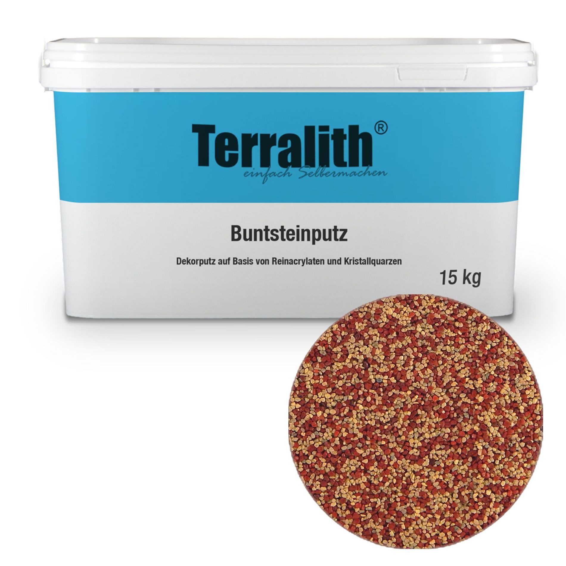 Terralith® Kunstharzputz Buntsteinputz Mosaikputz 2mm -15 kg- BSP09 (Eimer, Verarbeitungsfertig) Dekorationsputz aus Marmor-Granulat bzw. eingefärbter Körnung