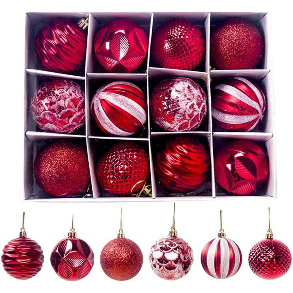 Bextsrack Weihnachtsbaumkugel Weihnachtskugeln Weihnachtsdeko 12-teiliges Set, Christbaumschmuck
