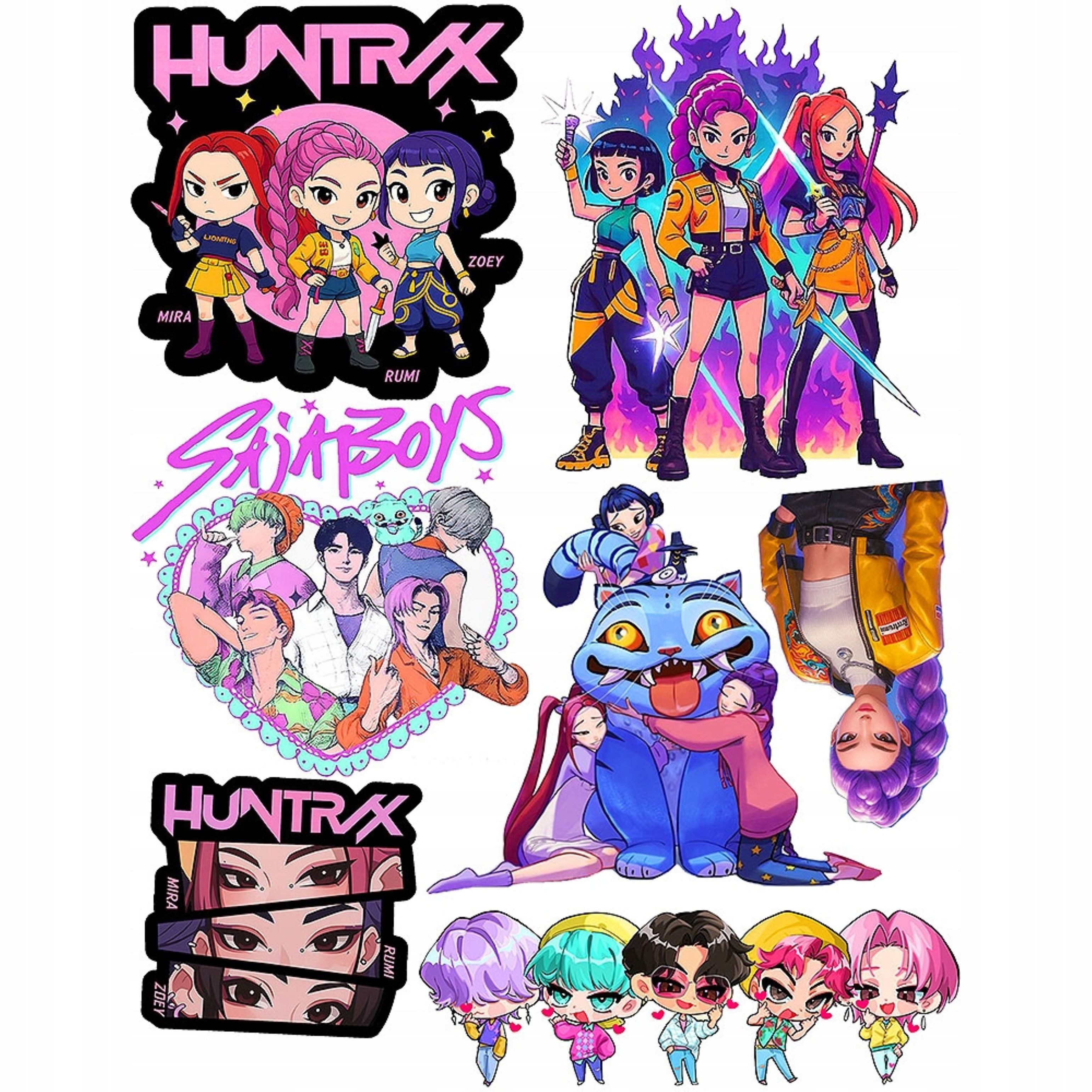 Festivalartikel Kindertattoo Kinder Tattoos K-POP Demon Hunters HUNTRIX abwaschbar, 1-tlg.