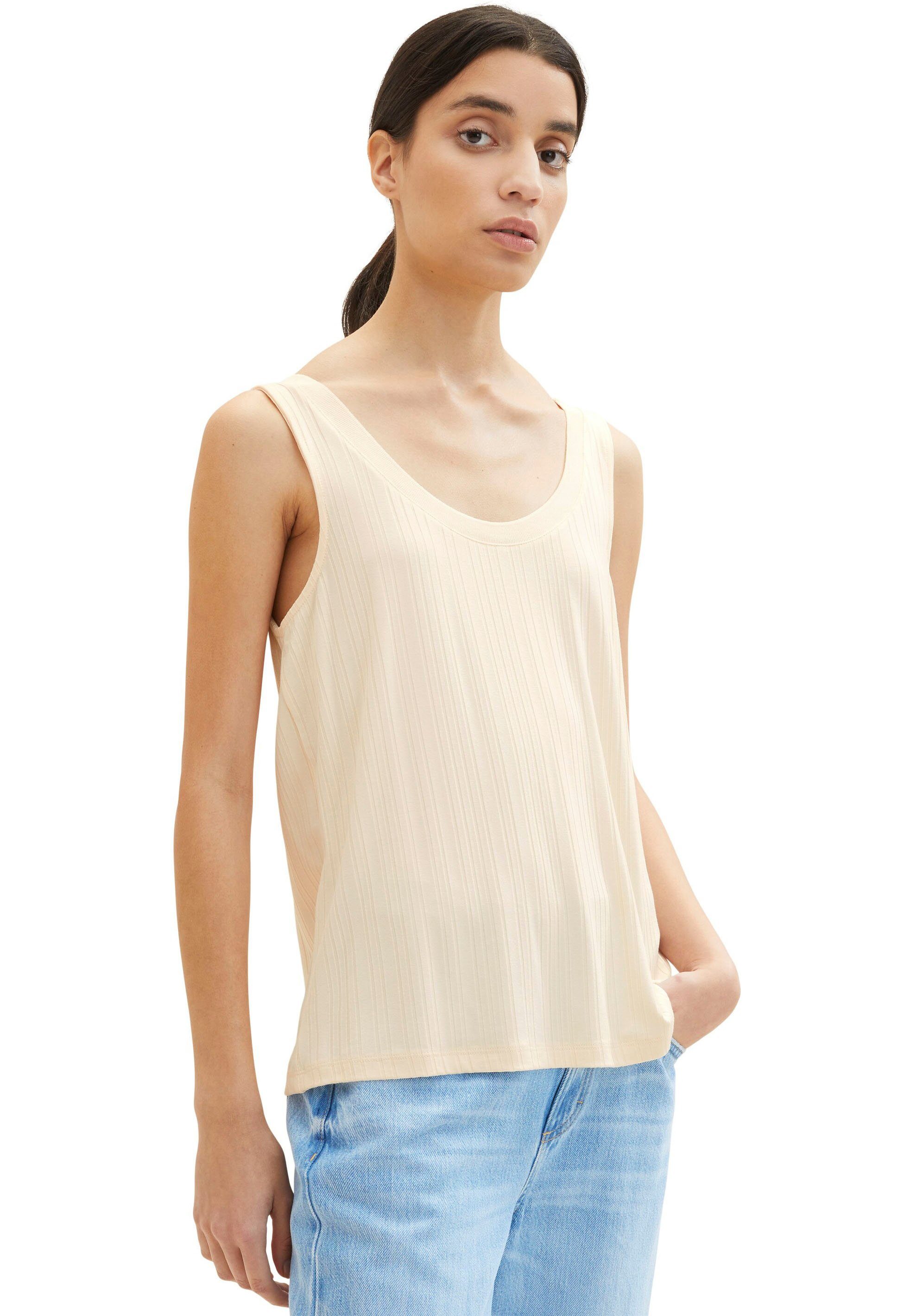 TOM TAILOR Ripptanktop mit fließender Rippstruktur ivory ecru