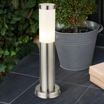 etc-shop LED Außen-Stehlampe, Leuchtmittel inklusive, Warmweiß, Außen Stand Leuchte silber Garten Erdspieß Steck Strahler