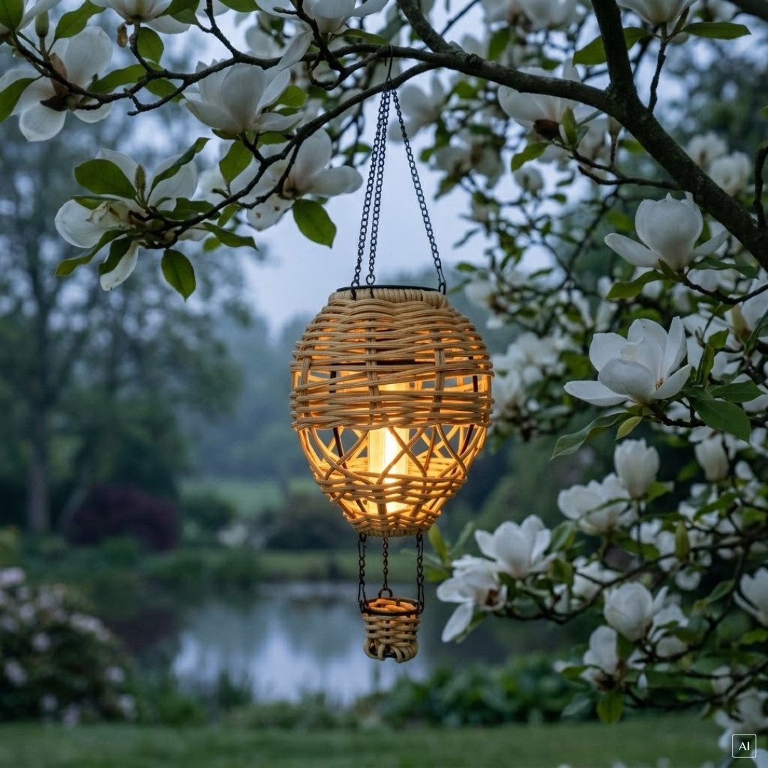 abc HOME LED-Hängeleuchte Solar Heißluftballon, LEDs, Solarpanel, Lichtsensor, Flammeneffekt, LEDs