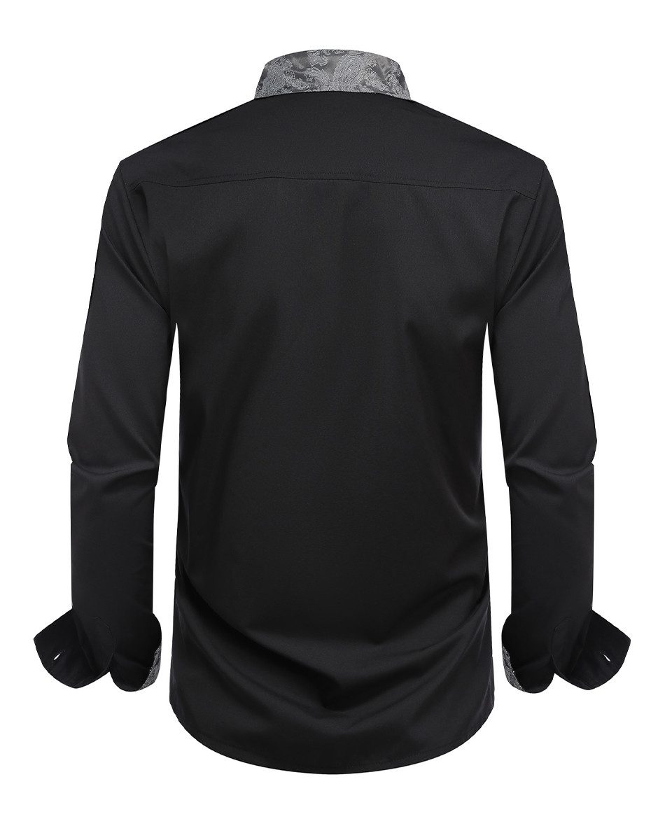 Allthemen Langarmhemd mit Stickmuster Kontrast Langarmhemd Regular Fit