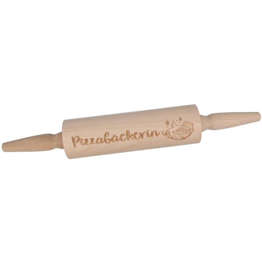 mit Nudelholz Geschenkidee Teigausroller mit Prägung, Spruchreif® Backzubehör, Nudelholz Nudelholz Teigroller "Pizzabäckerin" Holz, aus Gravur, tolle