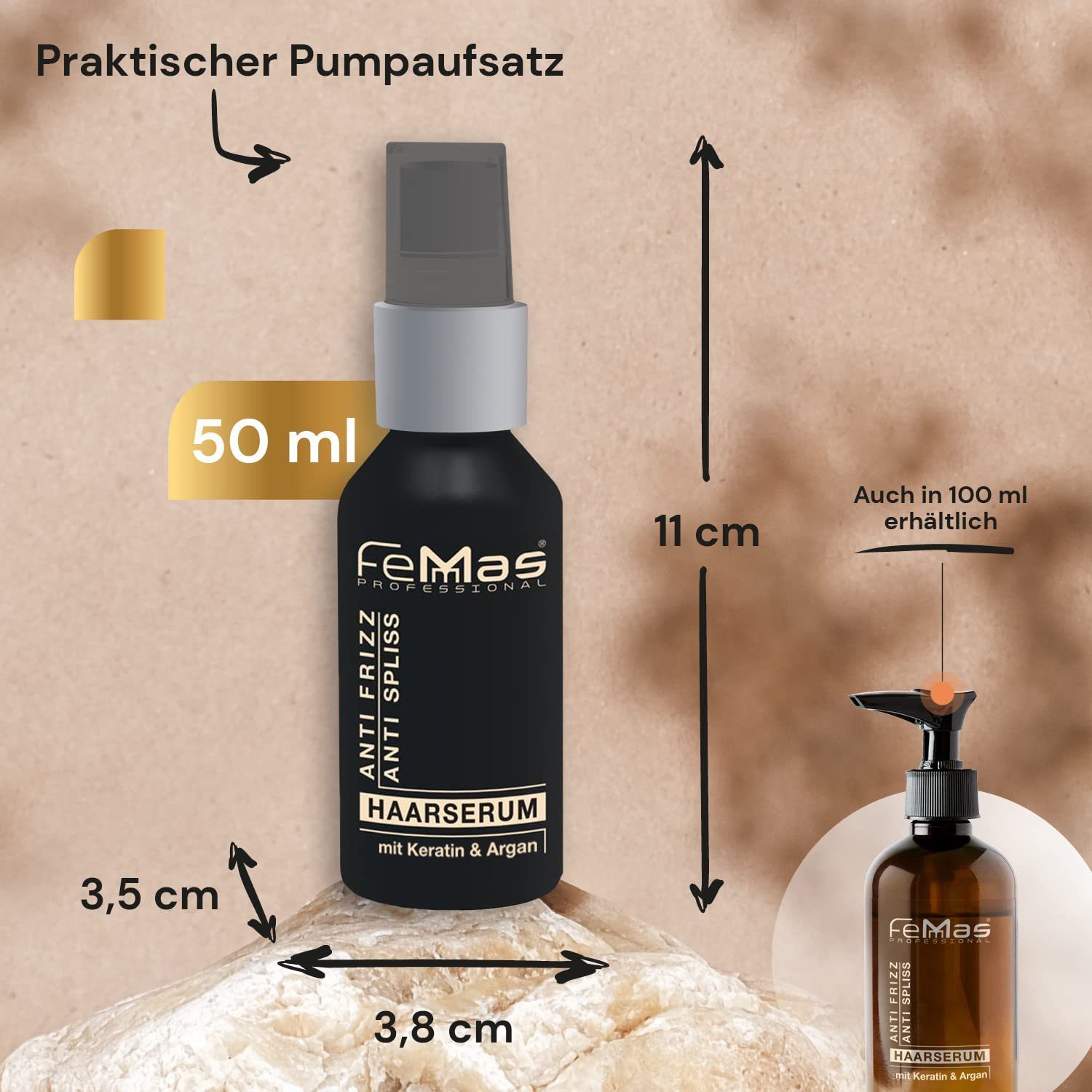 Femmas Premium Haarserum FemMas mit Haarserum Argan Anti 50ml & Spliss Keratin
