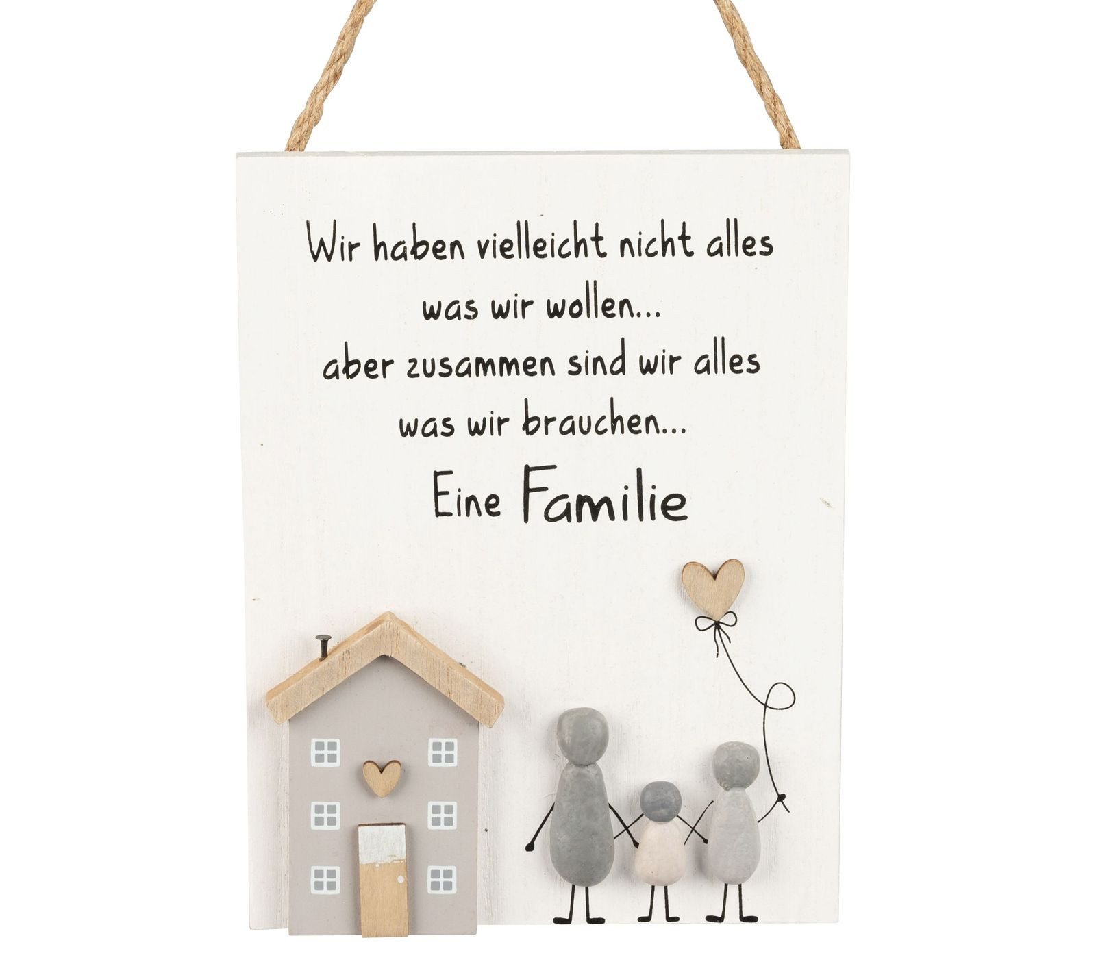 formano Holzbild Deko Hänger Familie Holz Steinoptik Wandhänger 20x15 cm