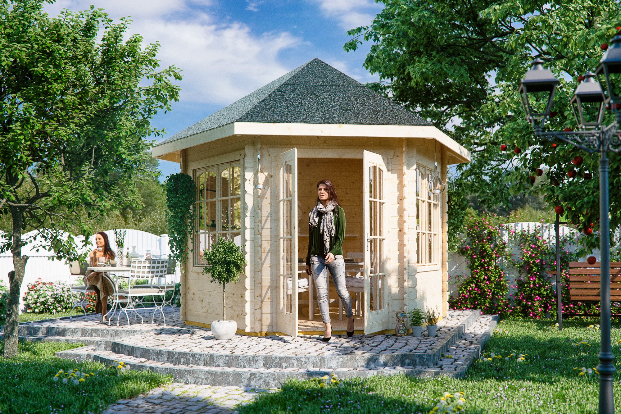Skanholz Holzpavillon Madeira, 303 x 350 cm