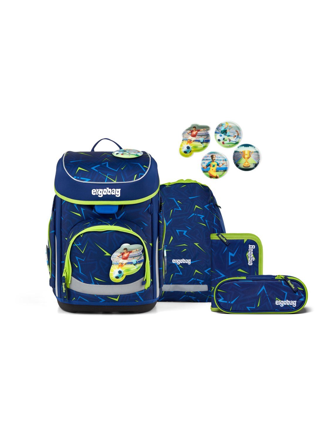 ergobag Schulranzen cubo Set (5-tlg., 5-teiliges Set), größenverstellbares Rückensystem
