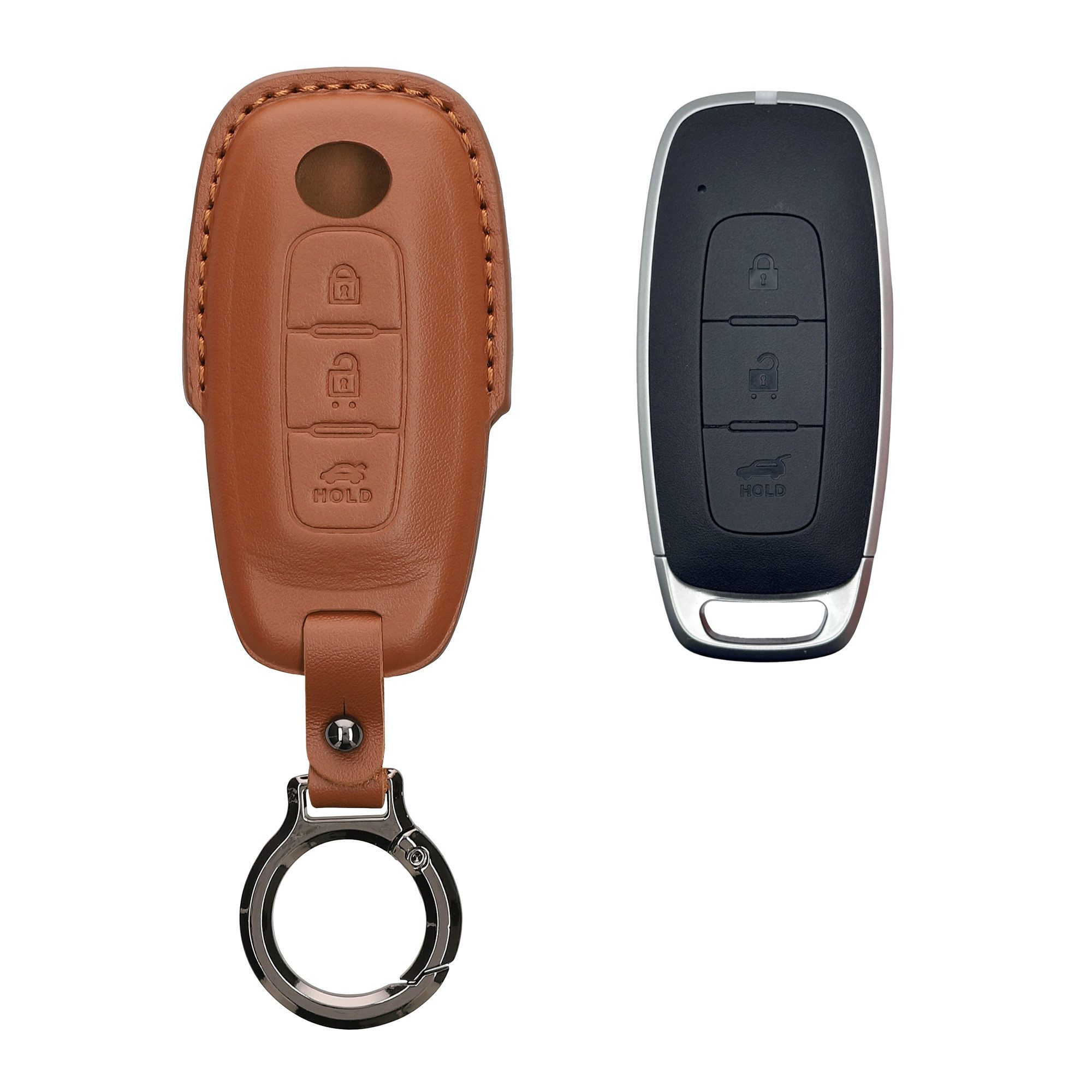 kwmobile Schlüsseltasche Hülle für Nissan 3-Tasten Ariya B6 B9 X-trail T33 Qashqai (1-tlg), Premium Leder Autoschlüssel Schlüssel Tasche