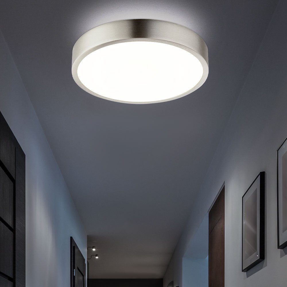 etc-shop LED Deckenleuchte, LED-Leuchtmittel fest verbaut, Neutralweiß, Deckenlampe Badezimmerlampe Deckenleuchte LED Küchenlampe Alu D 17 cm