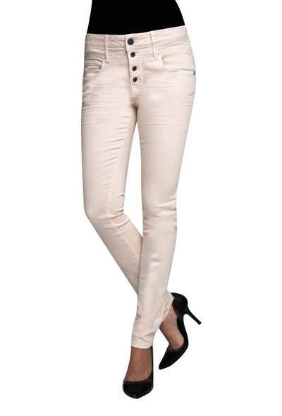 Coccara Homewearhose »Damen Stoffhose Anzughose mit zwei Reihen Gürtelschlaufen Slim Fit Carrie« (0-tlg) leichter angenehmer Stoff