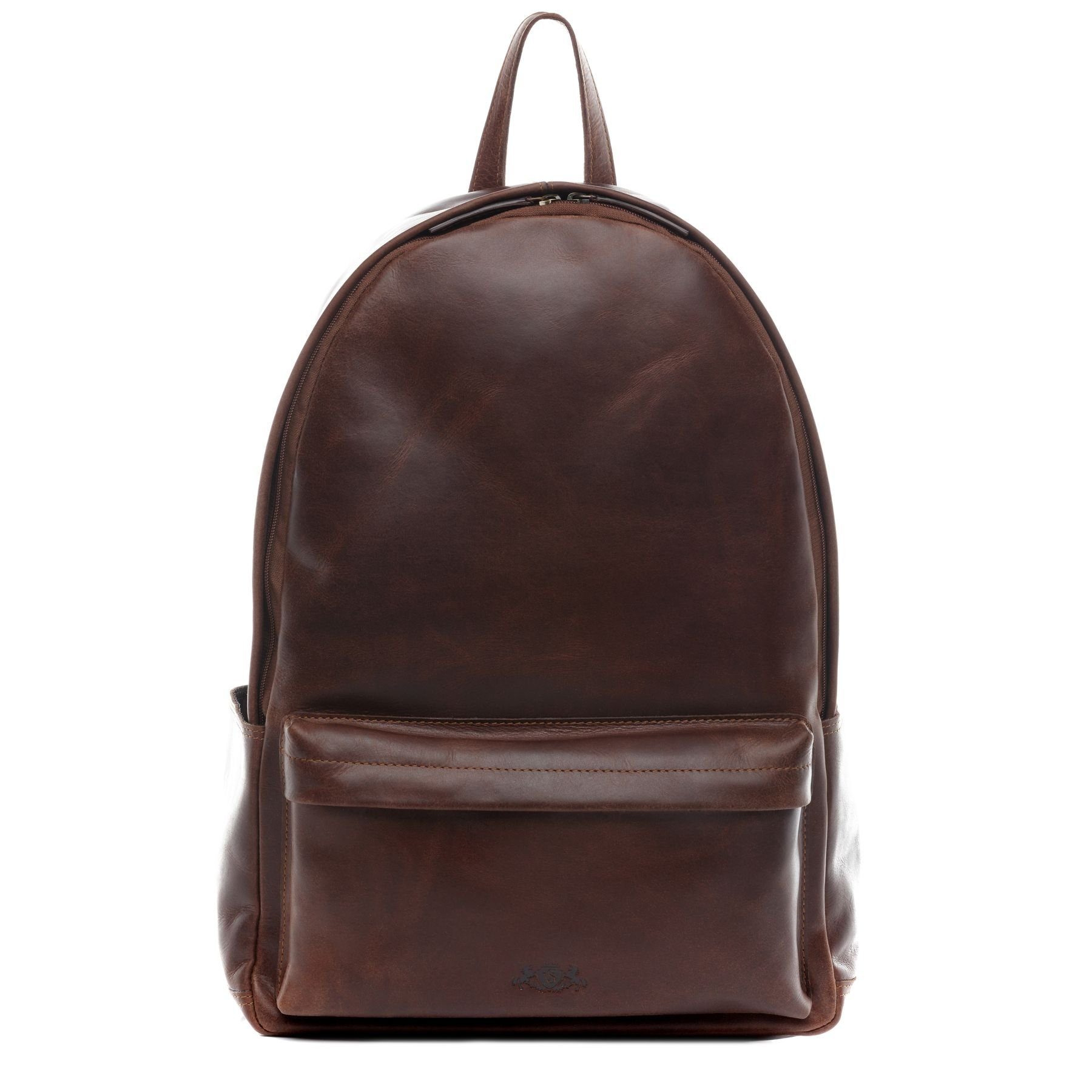 SID & VAIN Rucksack echt Leder Rucksack groß Ledertasche braun ARCHIE, Tagesrucksack echt Leder Unisex, Rucksack, Backpack braun-cognac