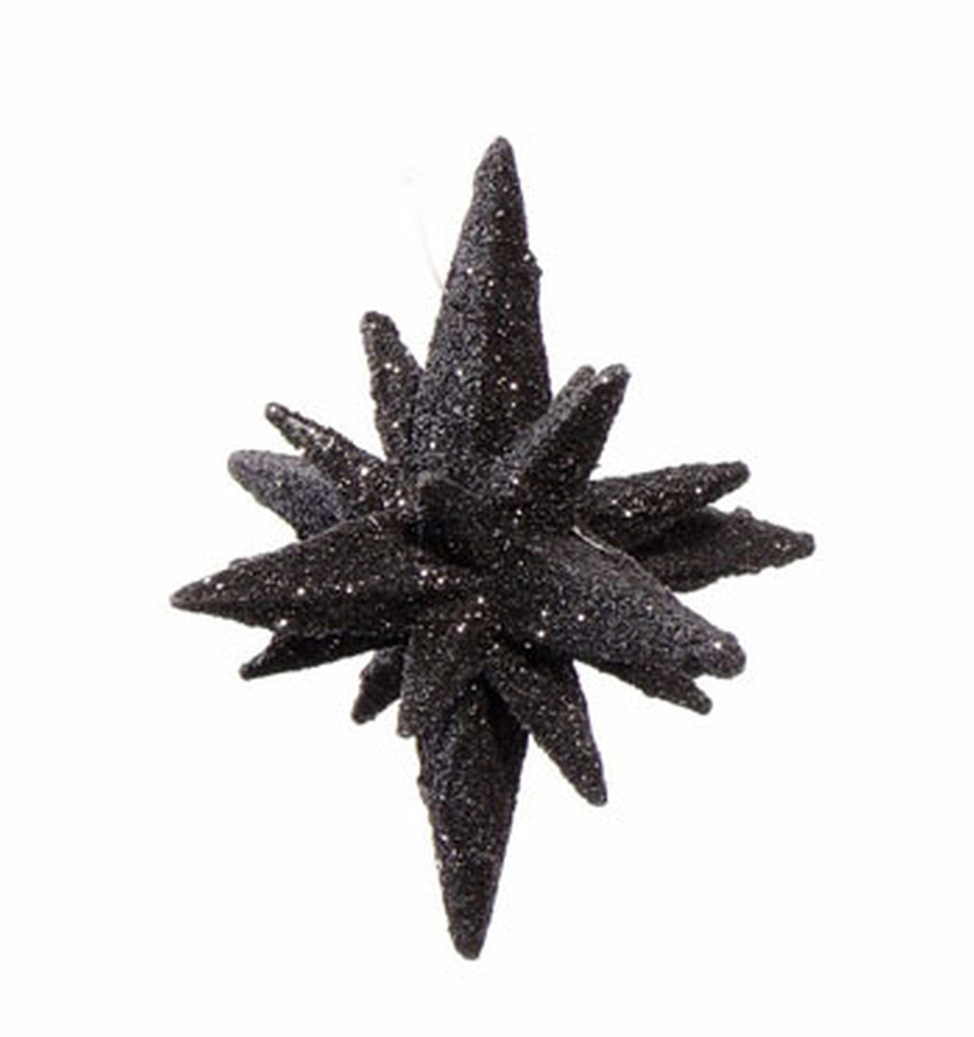 artplants Christbaumschmuck Weihnachtsstern Bandy, 3D mit Glitzer, schwarz, Ø7,5cm