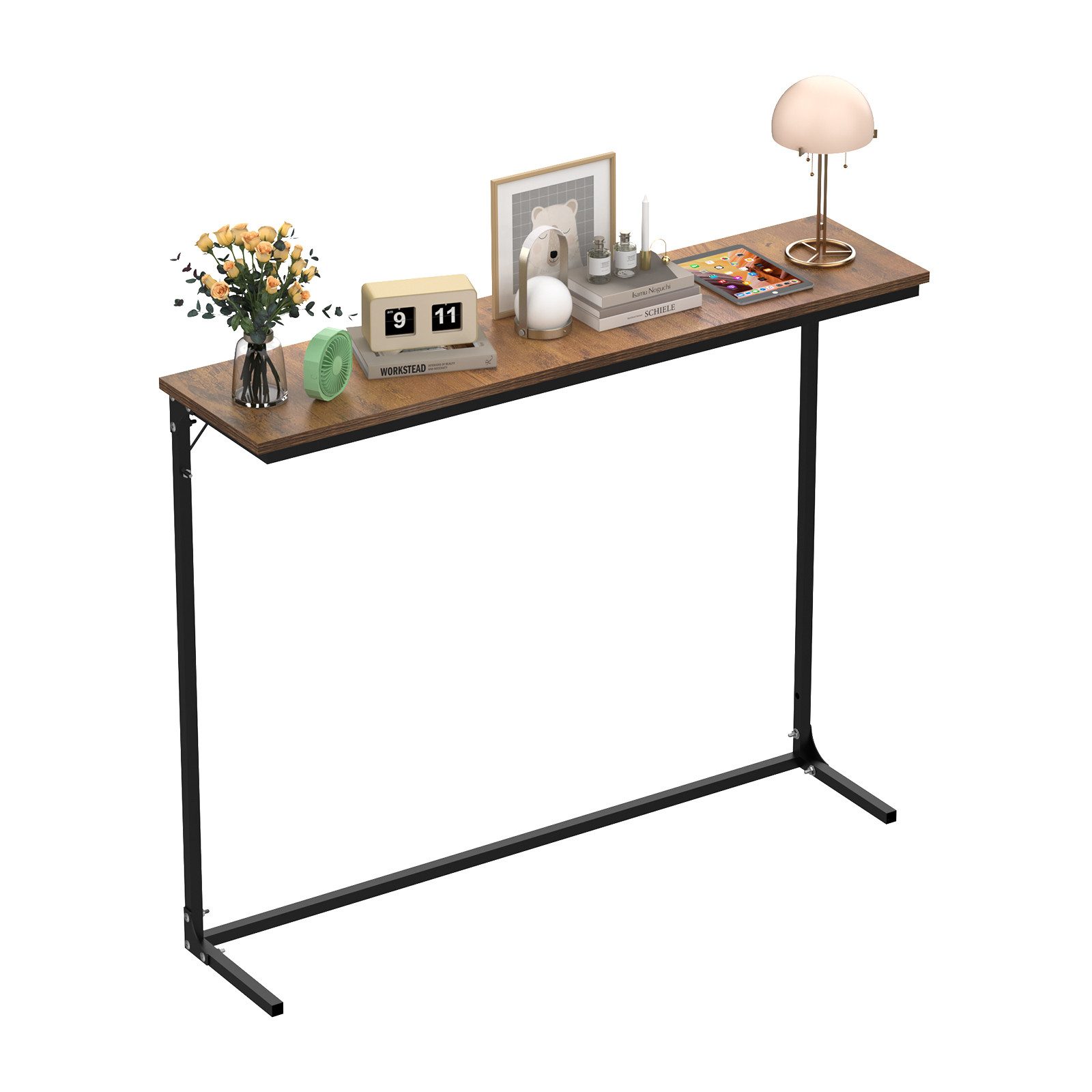JEOBEST Konsolentisch Beistelltisch, Schmaler Sofatisch, Kleiner Ausstellungstisch, (1-St.Flurtisch,Stahlrahmen) 100x24x80cm für Kleinen Raum,Eingang,Flur