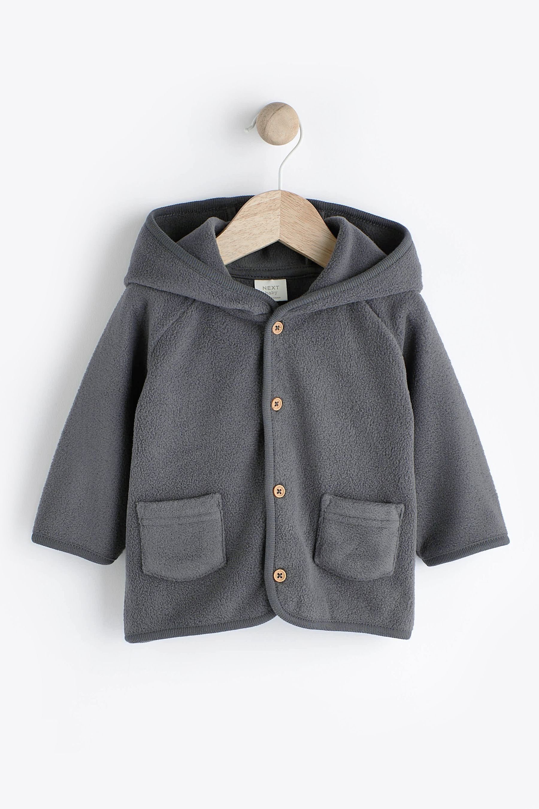 Next Kapuzenfleecejacke Kuschelige Baby Kapuzenjacke Grey Charcoal aus Fleece (1-St)