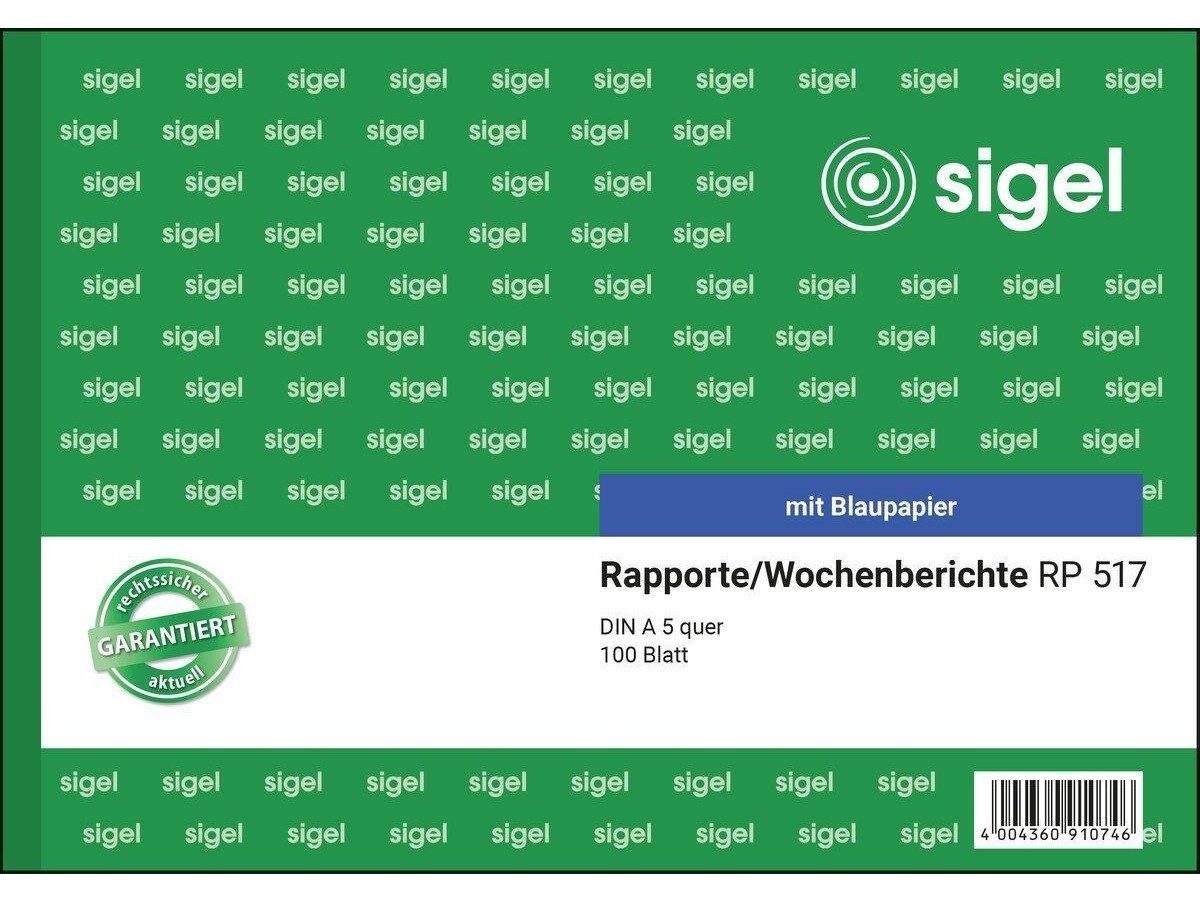 Sigel Formularblock Rapporte Wochenberichte A5 quer 100 Blatt mit Blaupapier, mit Blaupapier