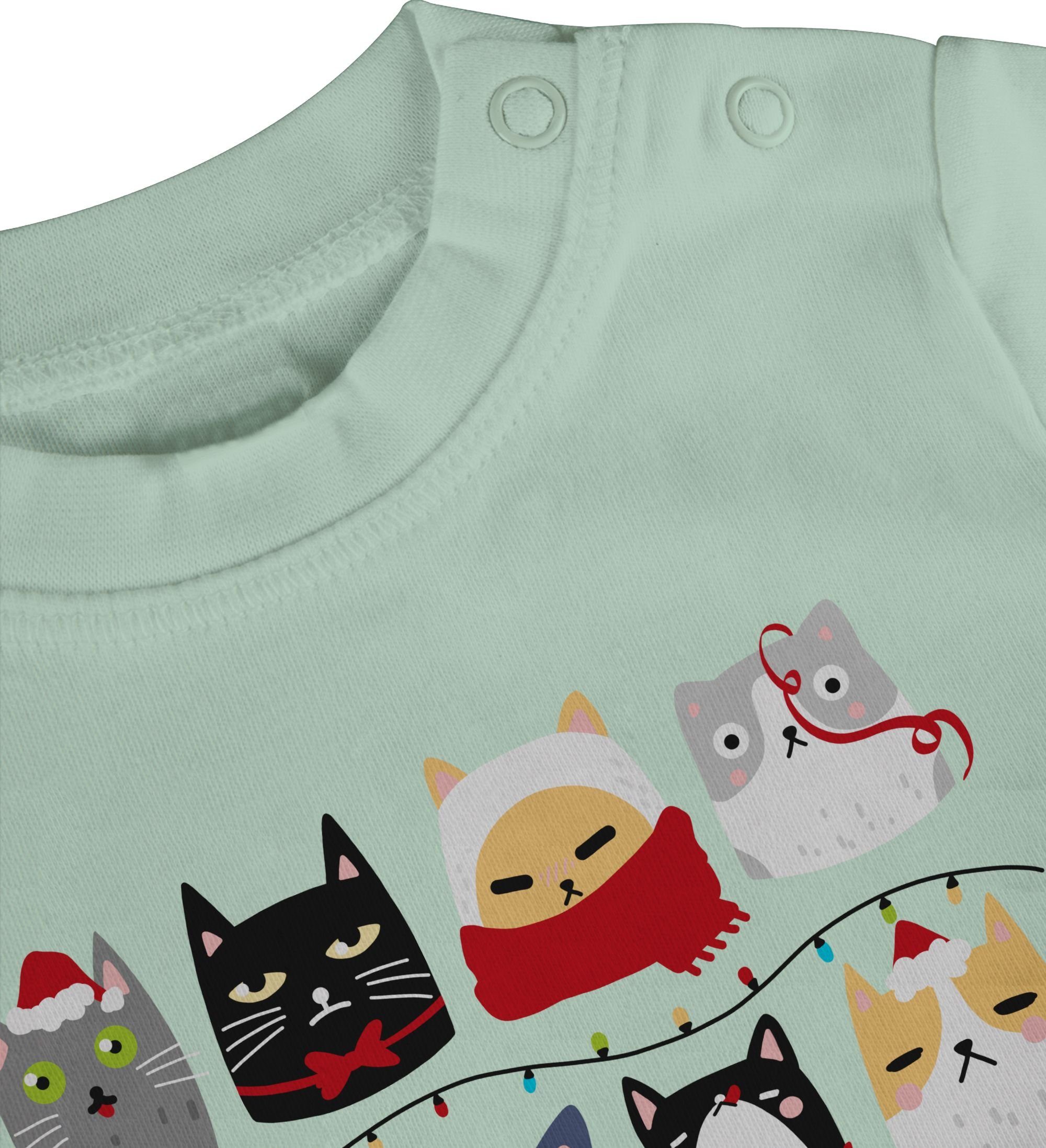 Weihnachten Mintgrün Kleidung Katzen T-Shirt Weihnachten zu 2 Shirtracer Baby
