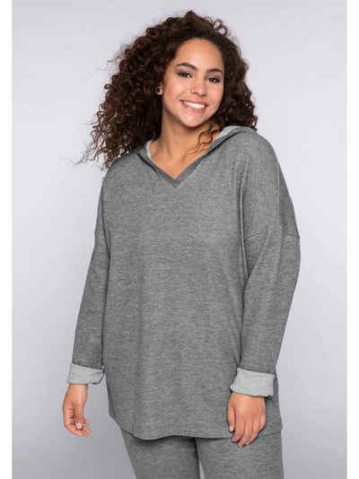 Sheego Kapuzensweatshirt Große Größen mit V-Ausschnitt