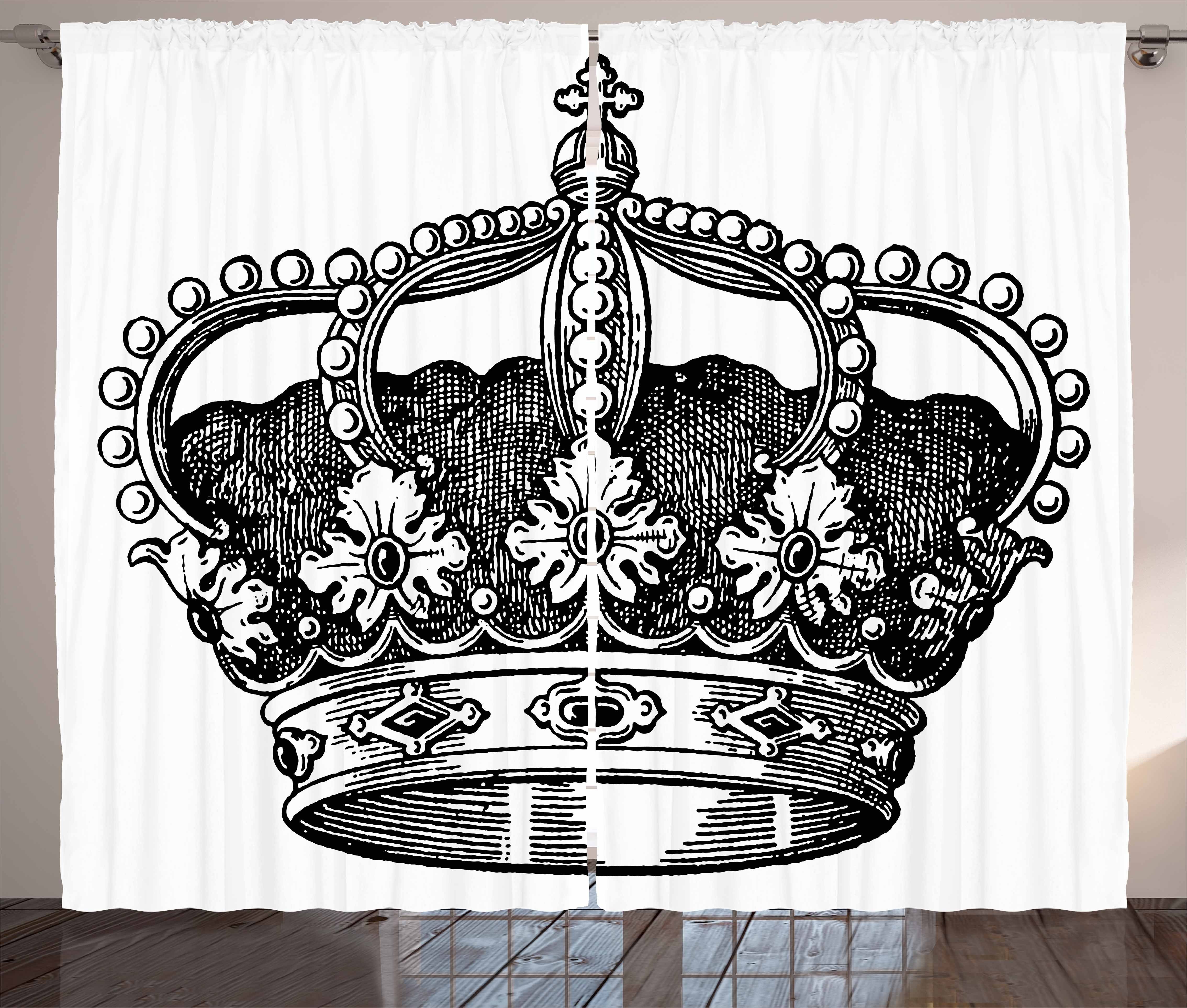 Gardine Schlafzimmer Kräuselband Vorhang mit Schlaufen und Haken, Abakuhaus, Königin Antike Königs Monarch | Fertiggardinen