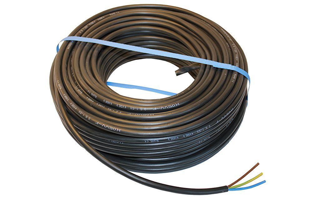 maxgo® PVC Schlauchleitung H05VV-F 3G1,5 3x1,5 schwarz 5m Elektro-Kabel, (500 cm)