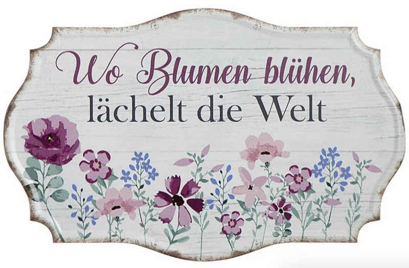 GILDE Wandbild, Garten, Vintage Retro Blechschild Modell Blumen bluehen Material Metal