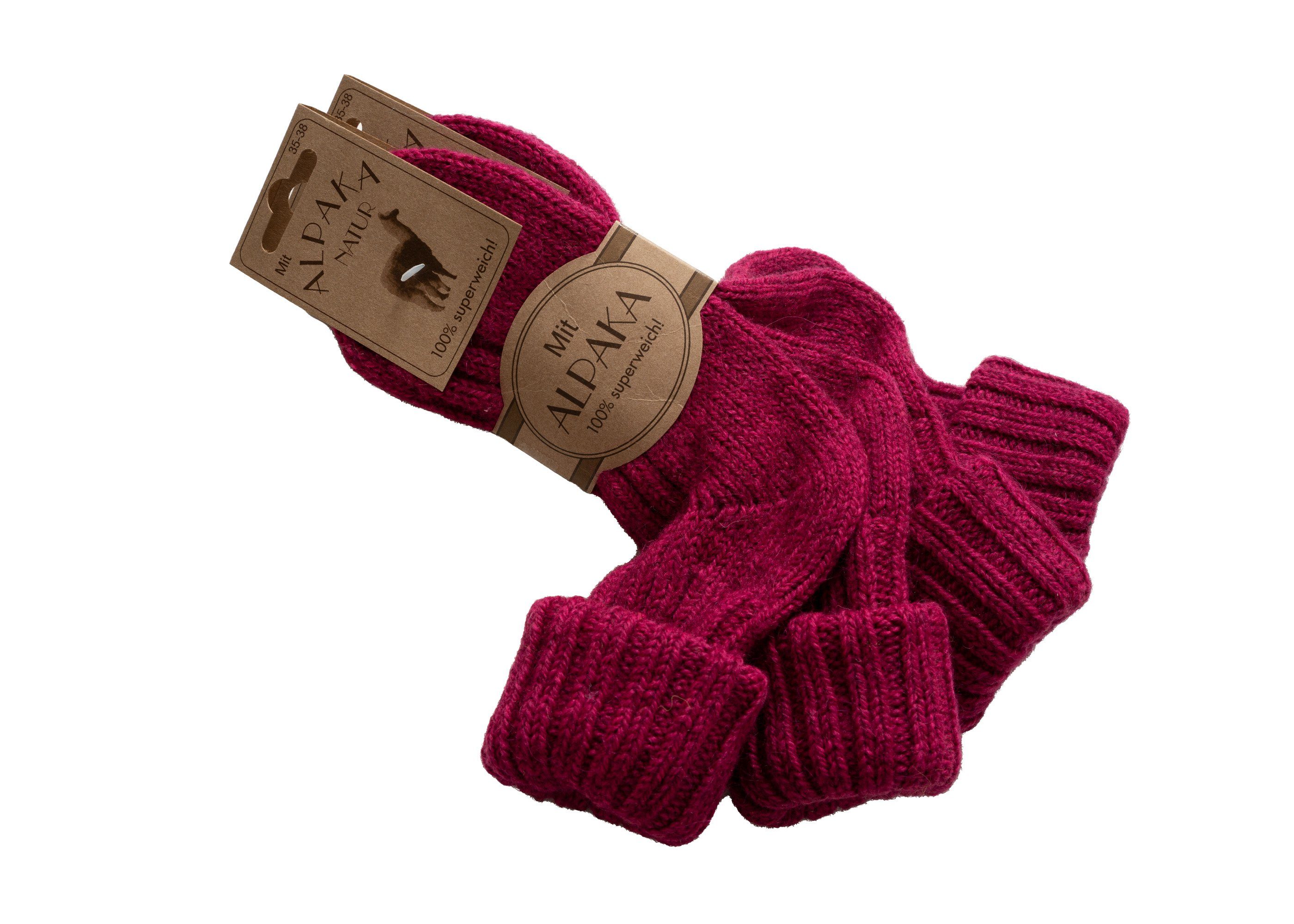 und Socken Umschlag warme mit Wolle Socken Wollanteil 40% HomeOfSocks Socken Alpakawolle Pink mit Strapazierfähige Bunte mit und Alpakawolle und