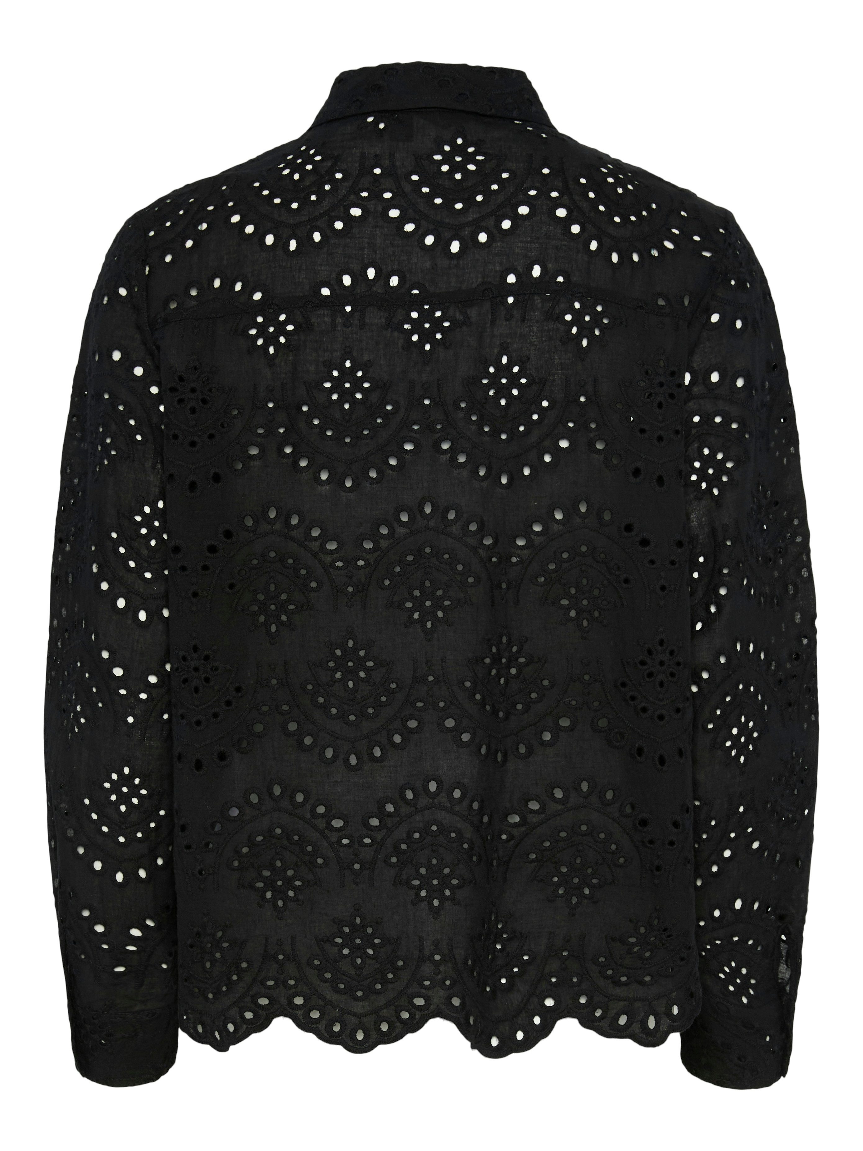 pieces Spitzenbluse PCVILDE LS SHIRT WVN NOOS