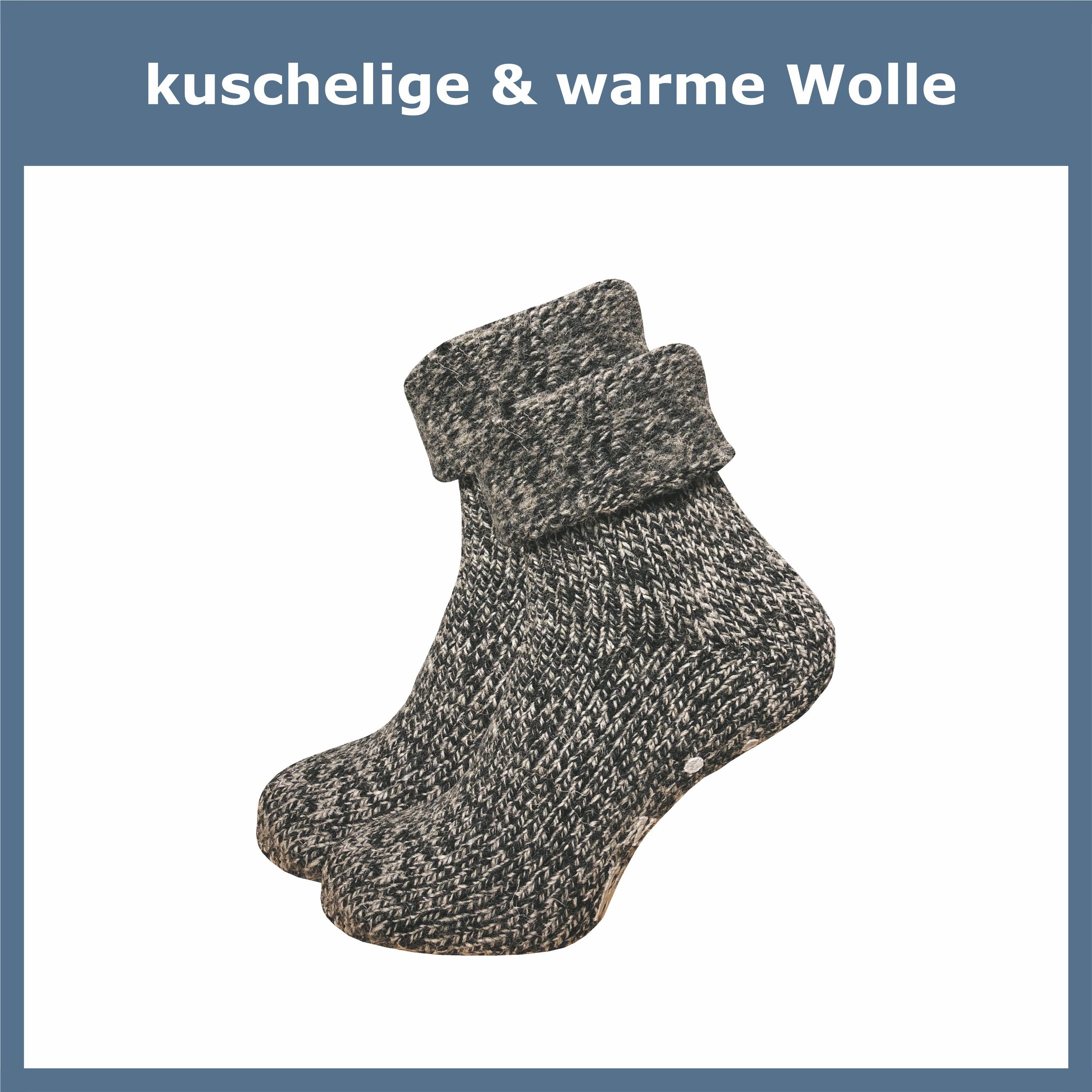 GAWILO ABS-Socken für Damen Noppen dunkelgrau Hausschuhsocken Wolle - Rutschfeste & kuschelige warme Paar) hilft gegen & Füße weich - extra kalte (1 mit