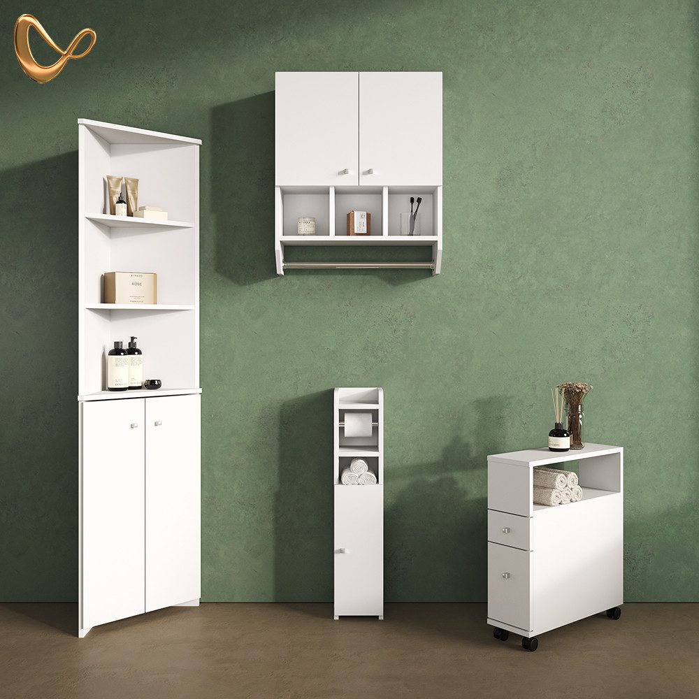 Livinity® Hochschrank Fucino, Weiß/Weiß, 52 x 175 cm Eckschrank mit 2 Türen günstig online kaufen