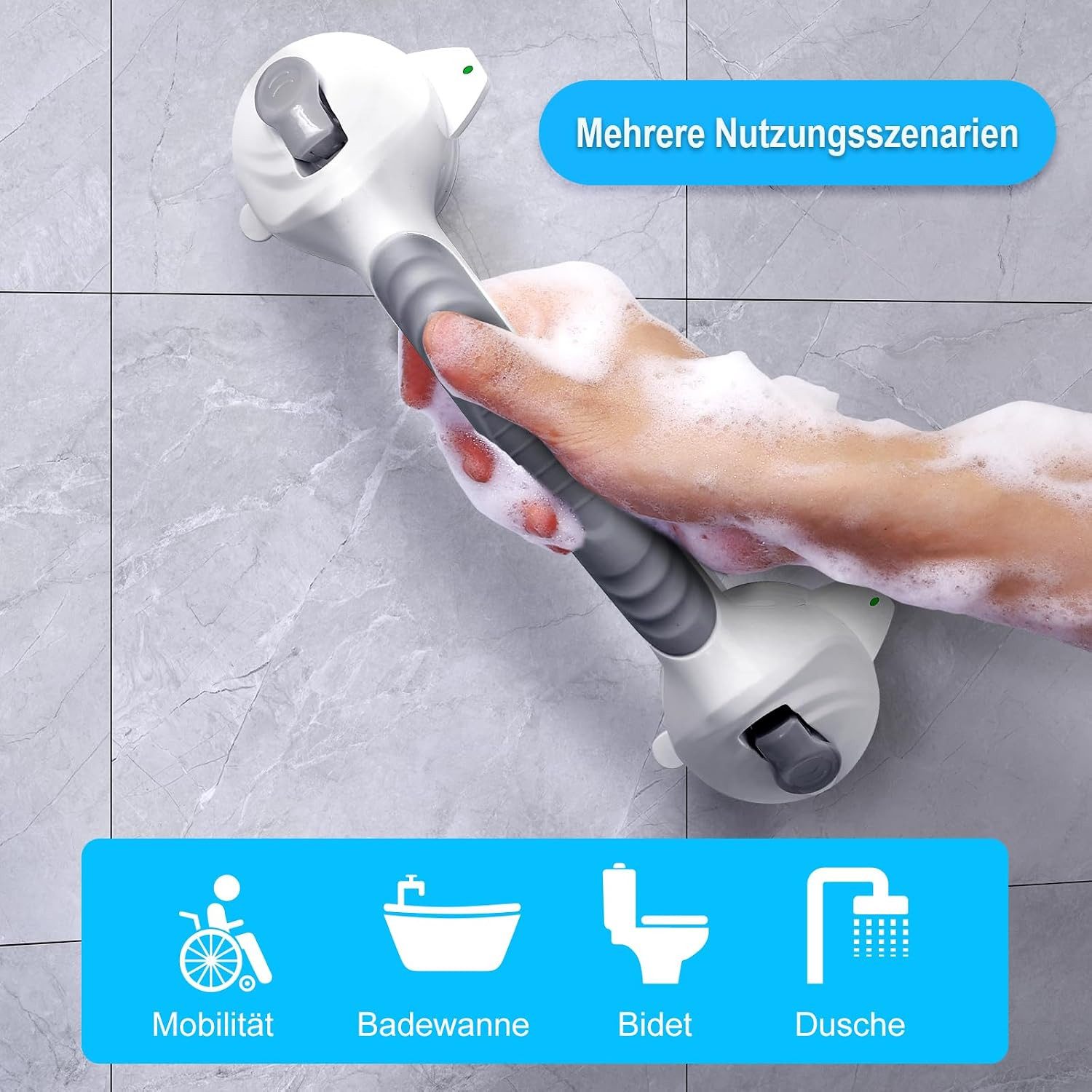 Fyrove Haltegriff Sauggriff ohne Bohren, Haltegriff für Senioren rutschfest Bad WC, ohne Bohren, wandschonend, wiederverwendbar, Sicherheitsmarkierung – Bild 4 von 5