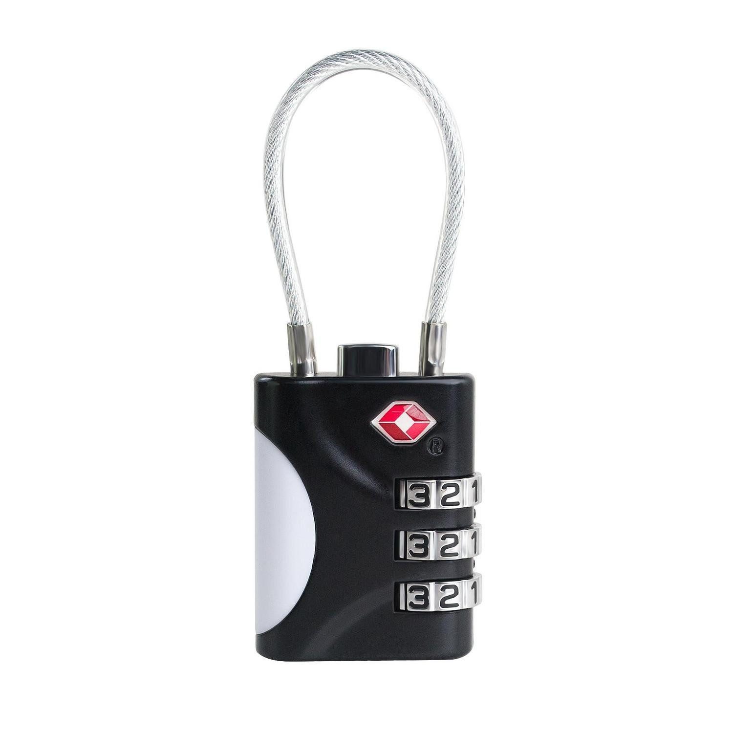 LuxusKollektion TSA-Vorhängeschloss TSA Zahlenschloss Schwarz Kabel