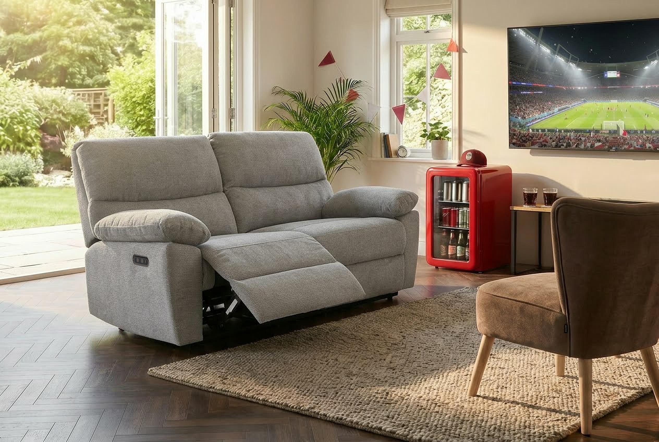Home affaire 2-Sitzer LANNOY, mit manueller o. elektrischer Relaxfunktion in beiden Sitzen., Elektrische Variante mit USB A/C. Federkern, Webstoff