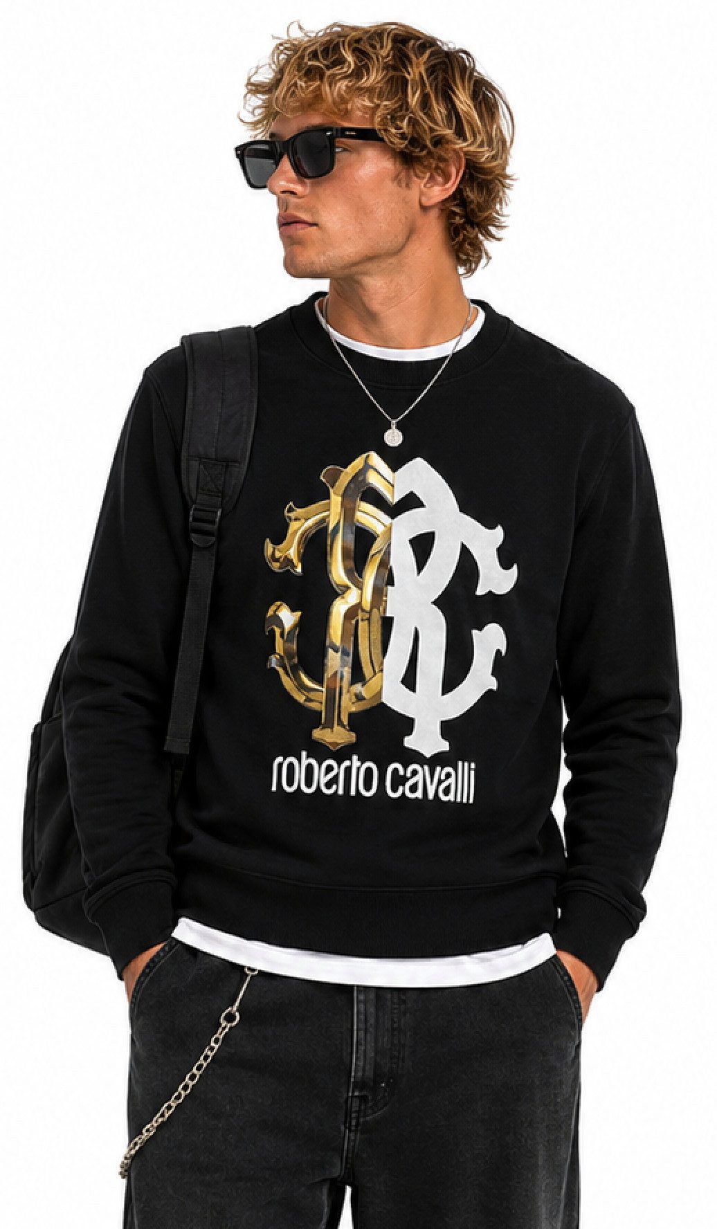roberto cavalli Sweatshirt FIRENZE RC Monogram Logo Sweatshirt Pullover Sweater Exklusive Roberto Cavalli Firenze Premium-Linie