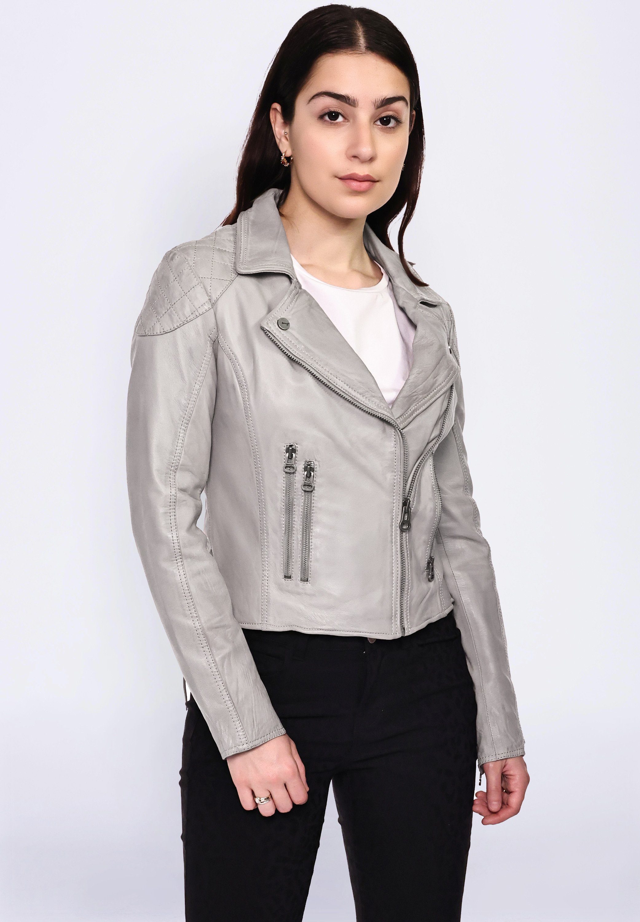 Maze Lederjacke Ibiza light grey