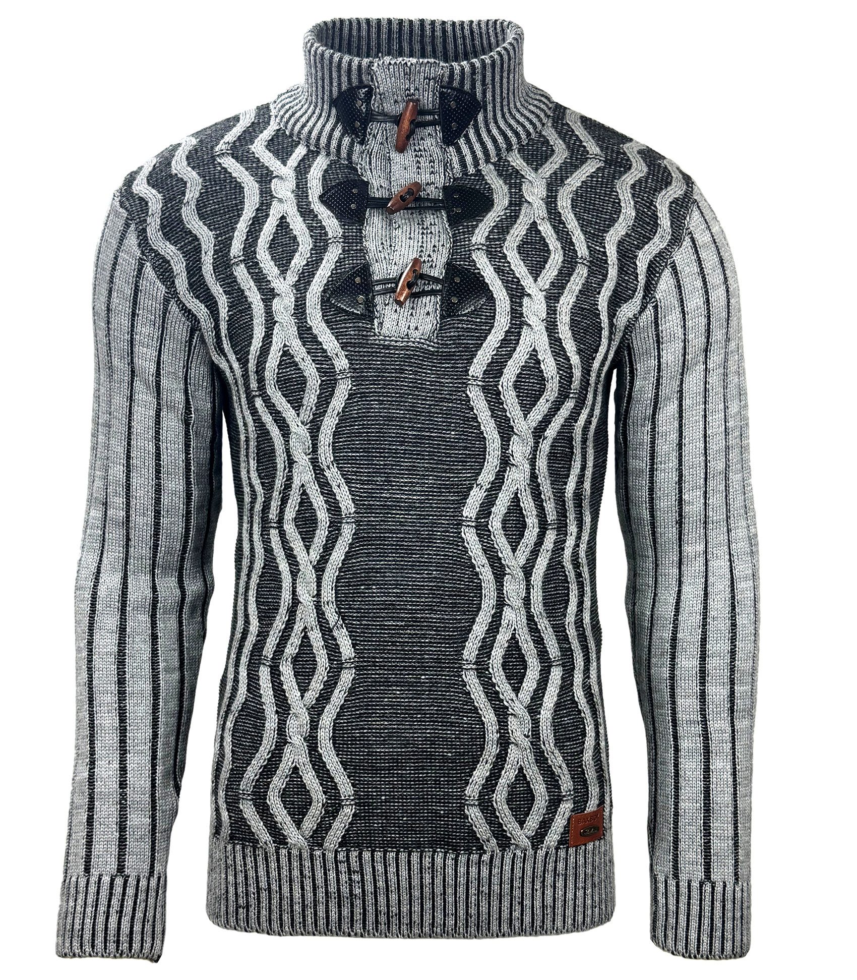 Strickpullover Baxboy Herren Pullover Hoher Kragen Stehkragen Strickpullover B-291