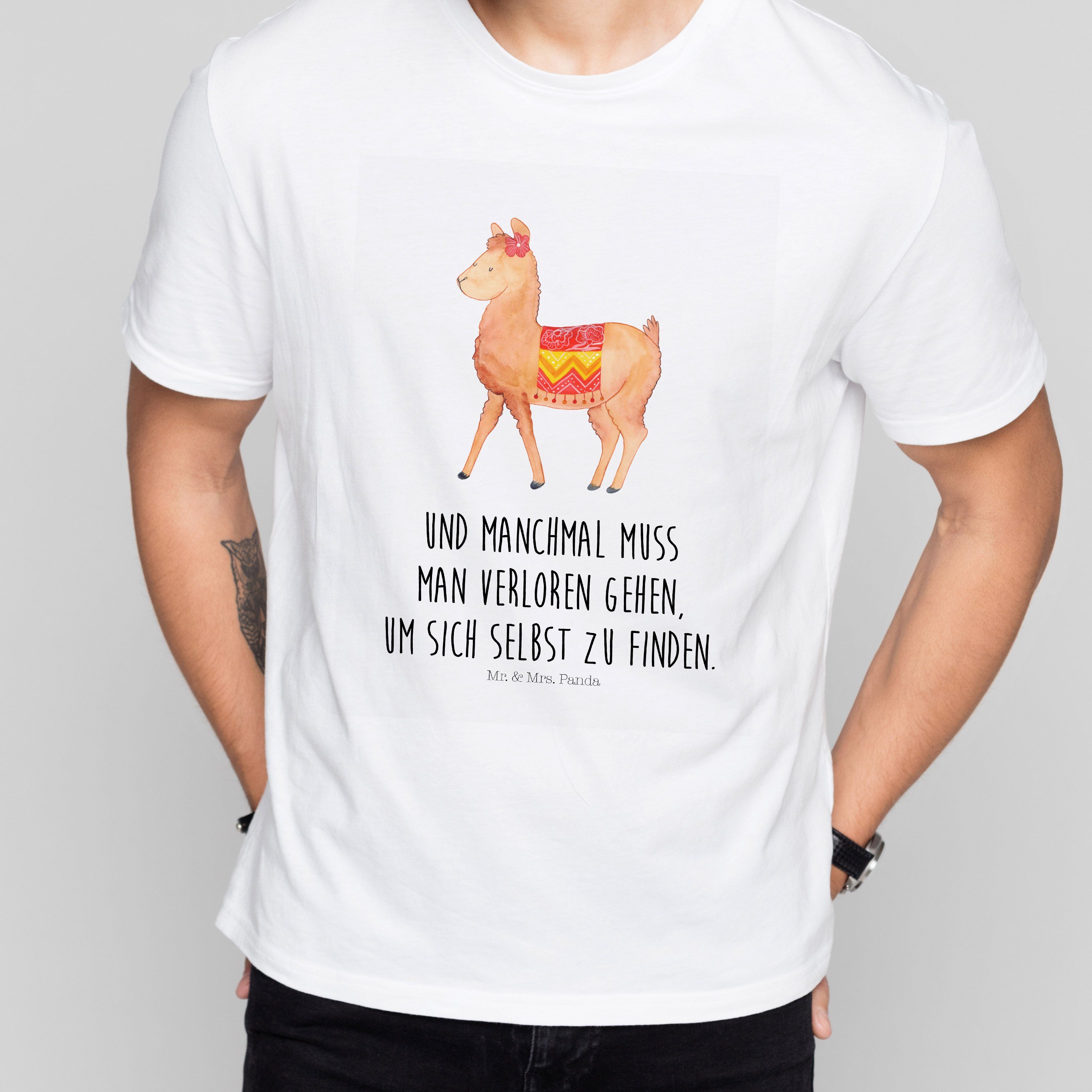 T-Shirt Alpaka stolz - Weiß - T-Shirt, Shirt (1-tlg)