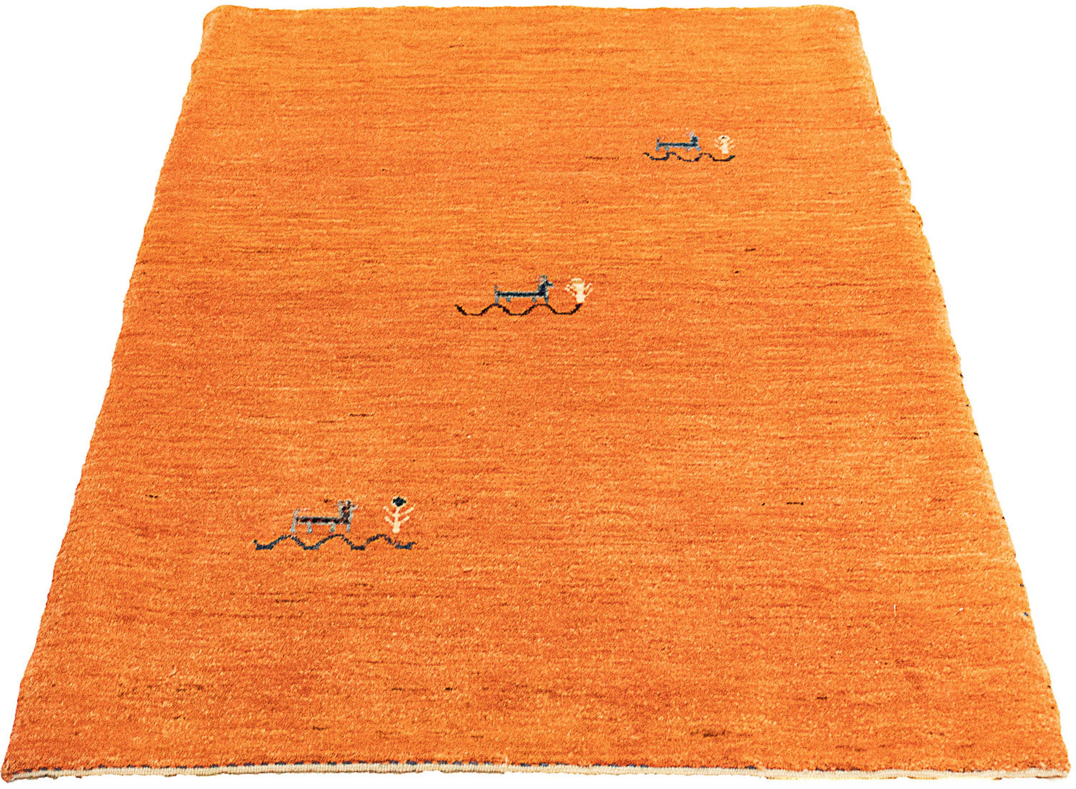 Wollteppich Gabbeh - Loribaft Perser - 130 x 80 cm - rost, morgenland, rechteckig, Höhe: 12 mm, Wohnzimmer, Handgeknüpft, Einzelstück mit Zertifikat
