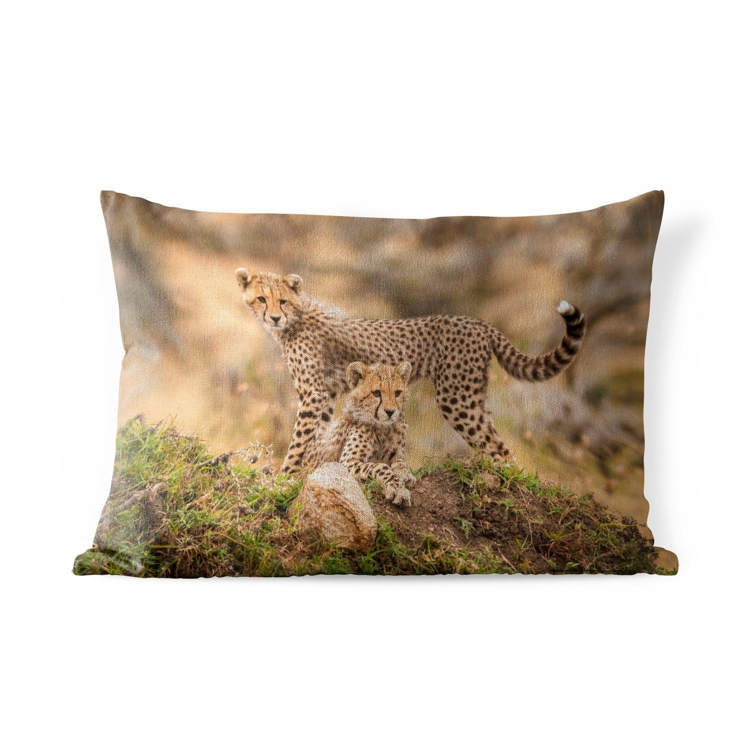 Leopard Dekokissenbezug, - Natur, Kissenhülle Polyester, MuchoWow Dekokissen Outdoor-Dekorationskissen, - Jungtier