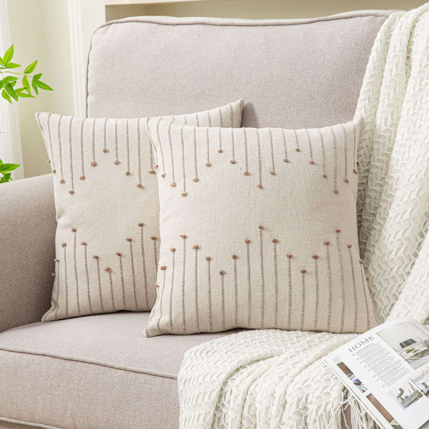BYSURE Kissenbezug, (2 Stück), Kissenbezug aus Baumwoll-Jacquard mit Aussch günstig online kaufen