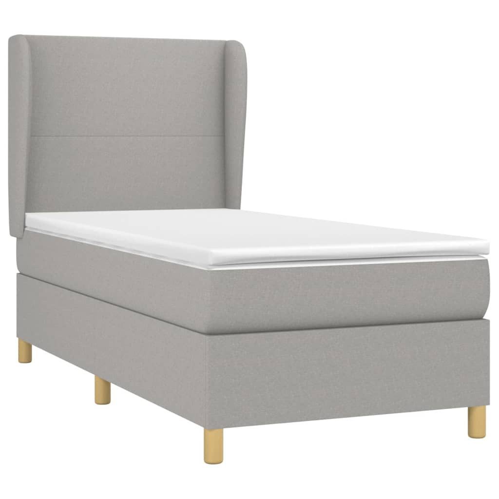 Bett Boxspringbett mit Matratze Hellgrau 90x200 cm Stoff