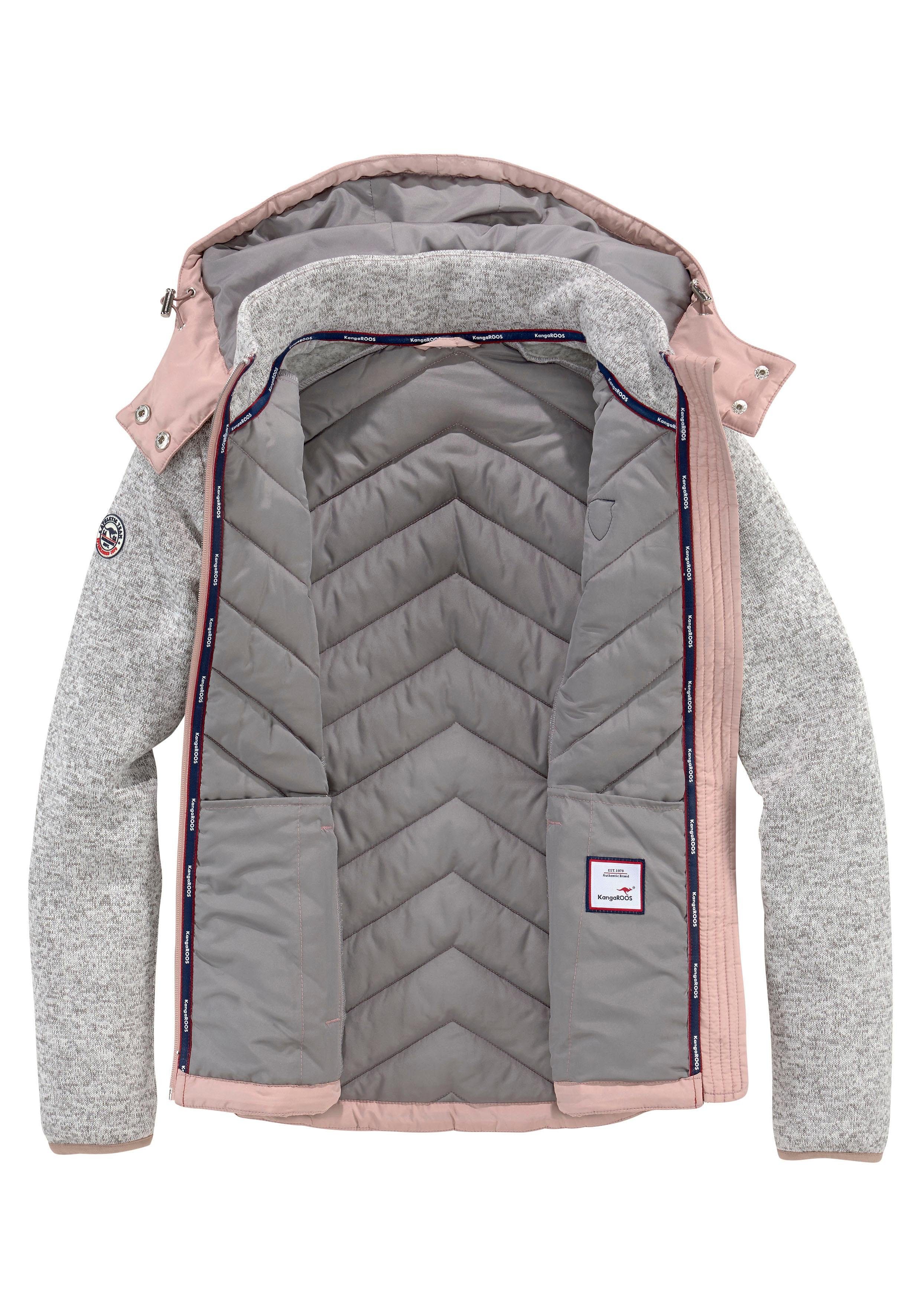 KangaROOS Kurzjacke im rosa-grau aus Material) 2-In-1 nachhaltigem Look trendigen (Jacke