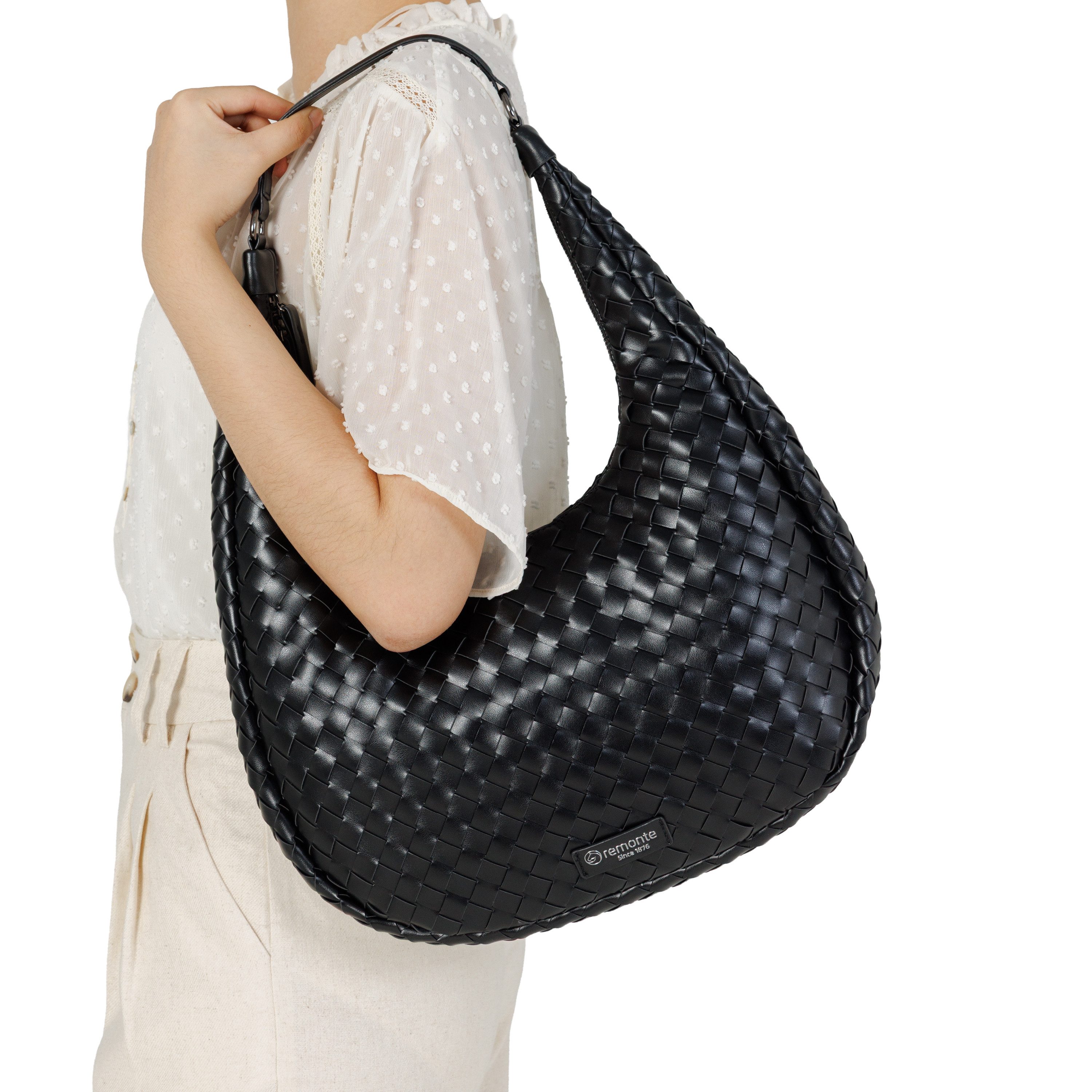 Remonte Hobo, Beuteltasche, Handtasche in Flecht-Optik, mit kurzem Umhängeriemen