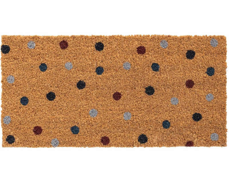 Fußmatte Kokosmatte Punkte braun schwarz rot als aussen Sauberlaufmatte, matches21 HOME & HOBBY, rechteckig, Höhe: 15 mm, Rutschfeste Kokos-Türmatte als Outdoor Schmutzfangmatte 25x50 cm