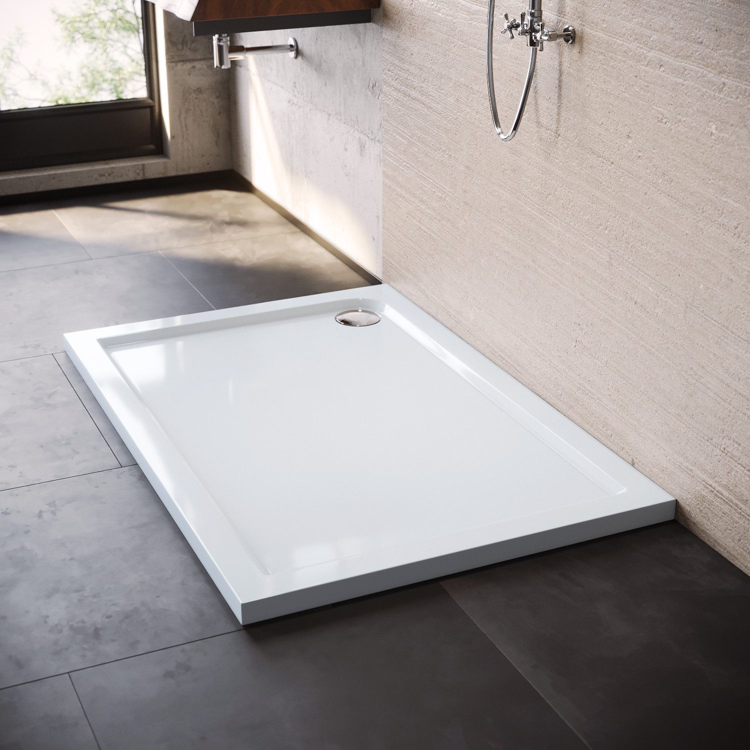 SONNI Duschwanne Rechteckige Quarzit-Duschwanne,Rutschfeste Duschwanne günstig online kaufen